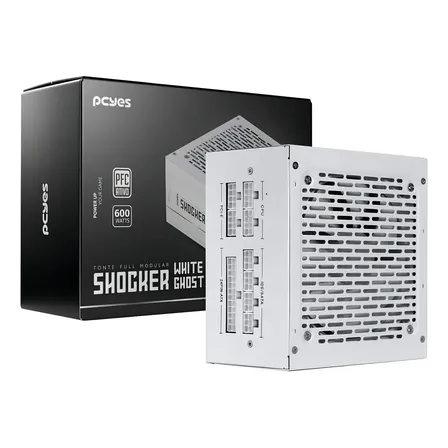 Fonte Gamer Pcyes Shocker Full Modular 600w 80 Plus White - Branco