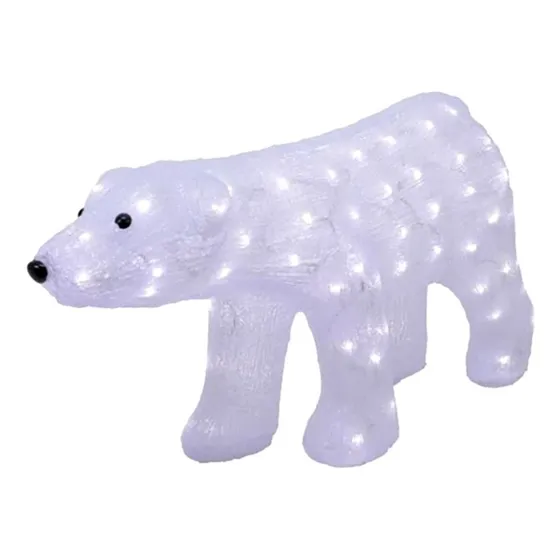 Oso Polar Acrilico De Lujo Con Luz Led Grande Figura Navidad
