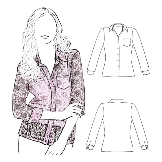 Moldesunicose Patrón Blusa Encaje Mujer Manga Larga Papel