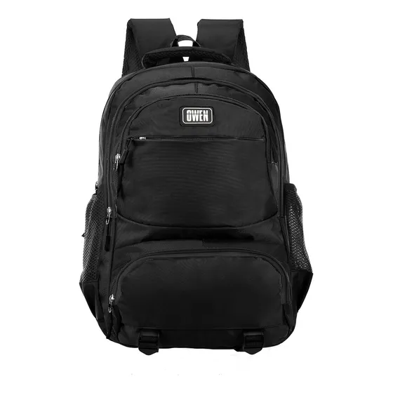 Mochila Urbana Porta Notebook Bolsillos Frontales Reforzada Color Negro Diseño De La Tela Liso