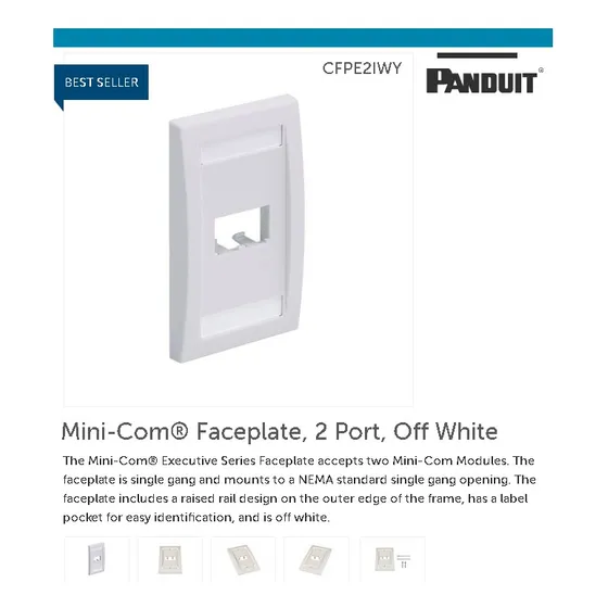 Faceplate Panduit 2 Puertos Blanco Ejecutivo Cfpe2iwy