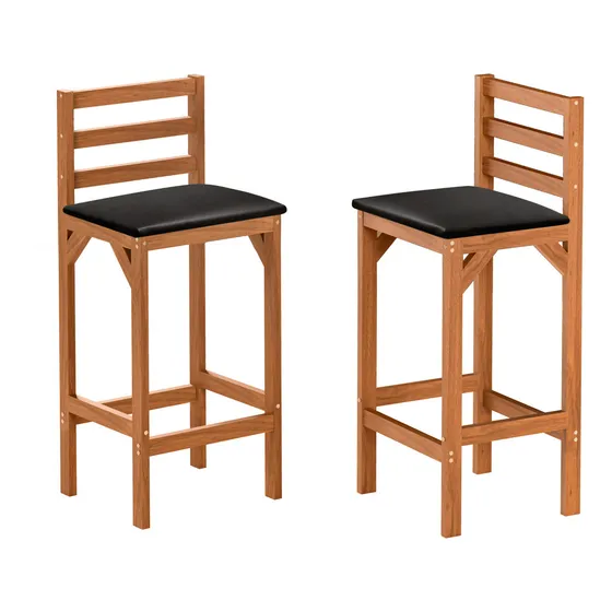 Kit 2 Banquetas Classicas Cozinha Balção Pés Madeira Paris