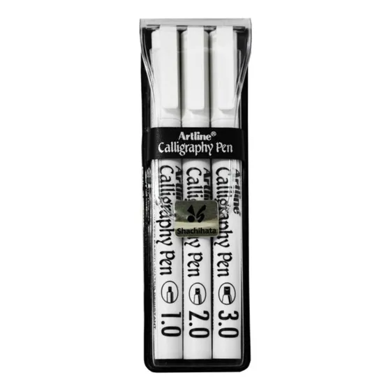 3 Pluma Marcador Caligrafia Negro Artline 1, 2, 3mm Color del exterior Blanco