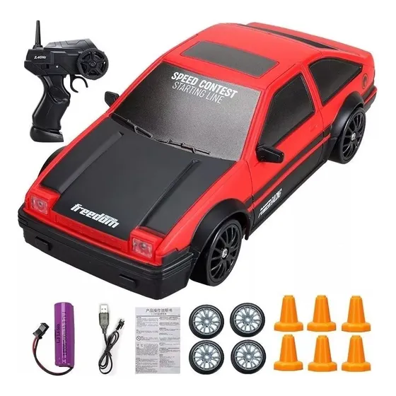 2.4g Drift Rc Car 4wd Rc Drift Coche De Juguete De Control R Color Rojo
