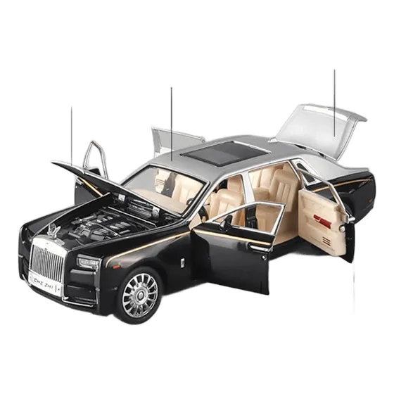 Miniatura Rolls-royce 1/24 Som/led Top Preto C/ Prata