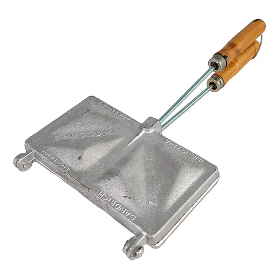 Sandwichera Tostadora Fundición De Aluminio Doble M/madera