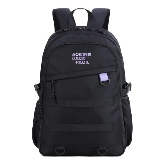 Mochila Estudiantes Aoking Bn2032 Color Negro Diseño de la tela Liso