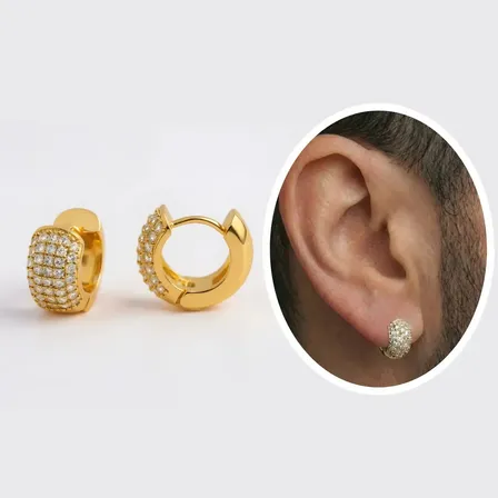 Brinco Argola Dourada Neymar Banhada Ouro 18k Com Zircônias