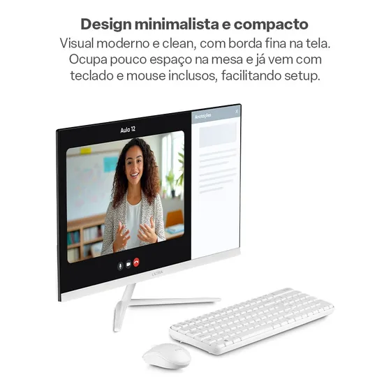 All In One, Windows 11 Home, Intel Celeron Ultra Cor Branco