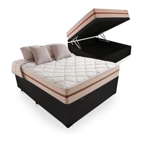 Cama Box Baú Casal + Colchão Mola Ensacada 22x188x138
