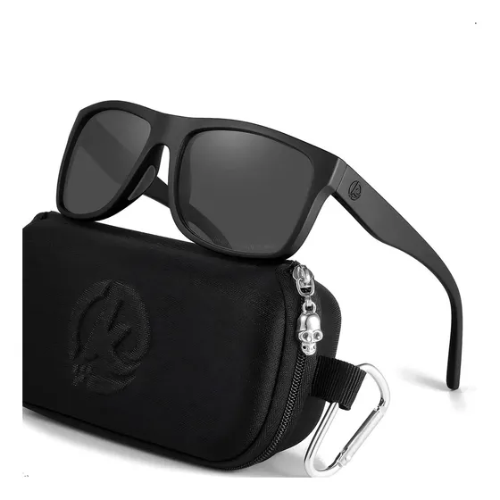 Lente De Sol Kdeam Hombre Polarizado Proteccion Uv 400 Lente Negro Varilla Negro Armazón Negro Diseño Rectangular