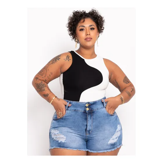 Shorts Jeans Curto Plus Size Levanta Bumbum Skarlleth