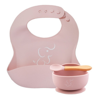 Set Papu Baby De 1 Babero, 1 Vaso Y 1 Plato Hondo/bowl Color Rosa Pálido Set Papu Baby De 1 Babero, 1 Vaso Y 1 Plato Hondo/bowl Color Rosa Pálido