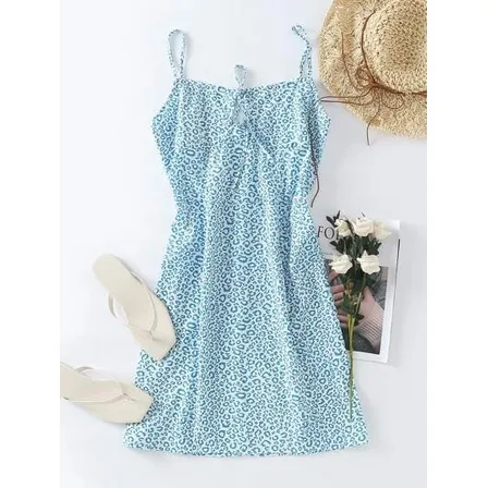 Vestido Canelé Celeste Espalda Descubierta Nudo Shein Vestido Canelé Celeste Espalda Descubierta Nudo Shein