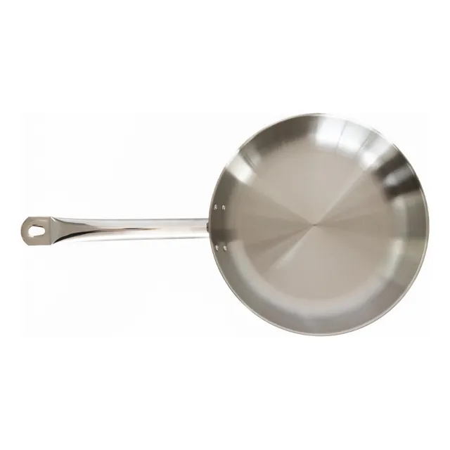 Sartén 30cm Profesional De Acero Inoxidable 304, Calibre 18/10 Grado Alimenticio, Triple Fondo Apto Para Estufas De Inducción, Uso Industrial Profesional, 30cm Diam. X 4.9cm Alto. Acabado Cepillado
