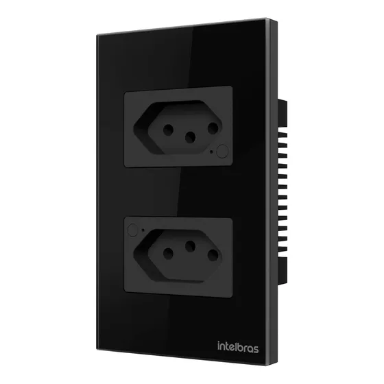 Tomada Dupla Wifi Izy Smart Intelbras Medidor Consumo Alexa Cor Preto