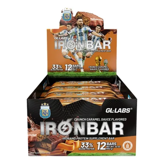 Barra Proteinas Iron Bar Gentech 20uni 45grs C/u Sin Tacc Sabor Dulce De Leche