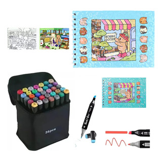 Kit De Livro Para Colorir+estojo Touch Cans 36 Cores Kit De Livro Para Colorir+estojo Touch Cans 36 Cores
