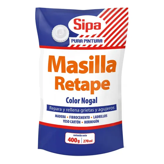 Masilla Retape Profesional Todo Uso Nogal 400 Gr Marca Sipa