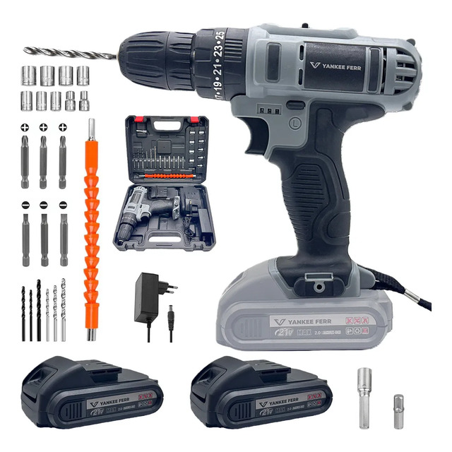 21v Parafusadeira Furadeira 2 Em 1 Com Maleta E 2 Baterias 21v Parafusadeira Furadeira 2 Em 1 Com Maleta E 2 Baterias