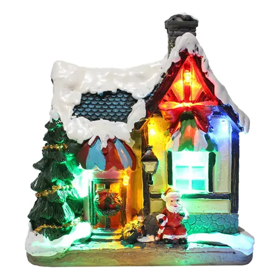Cabina Brillante Navidad Casa Led Santa Claus Luminosa Nieve