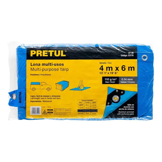 Lona Toldo Carpa Camping 4 X 6 Metros Pretul Lp-46 Color Azul