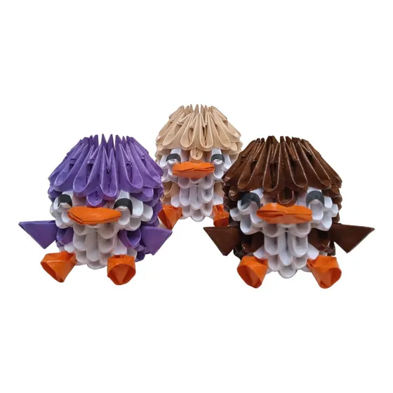 Paquete De 3 Figuras Pinguinos De Origami 3d / Origami Modul
