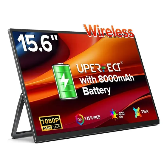 Monitor Portátil Uperfect 15.6 Full HD sem Fio com Bateria e Suporte para PC e Celular