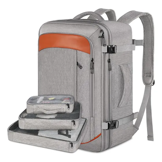 Mochila De Viagem, 40l Mochila para Avião Expansível Para Masculina E Feminina, Antifurto E Impermeável, Mochila de Mão Reforcada Pessoal Aprovada Para Avião 10kg, Yorepek 1215 Cor Cinza