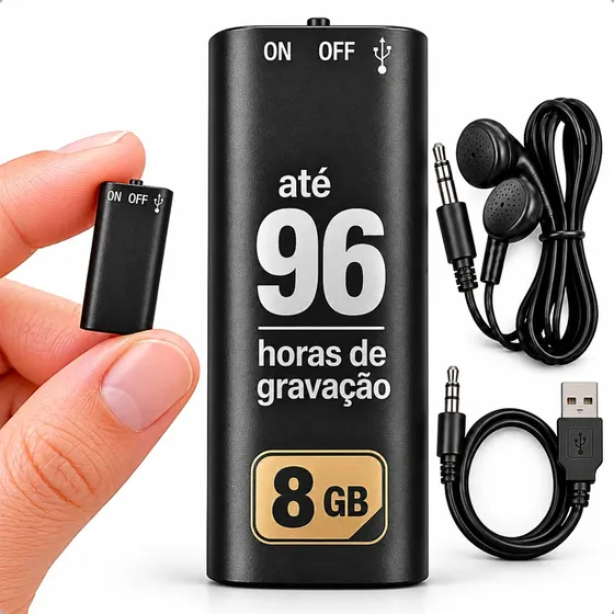 Mini Gravador De Voz Digital 8gb Espião Escuta Discreto Usb