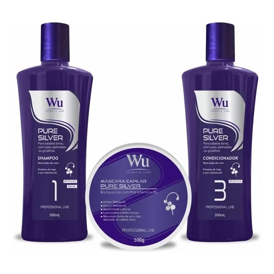 Kit Matizadora Pure Silver Intensa Hidratação 3 Passos - Wu
