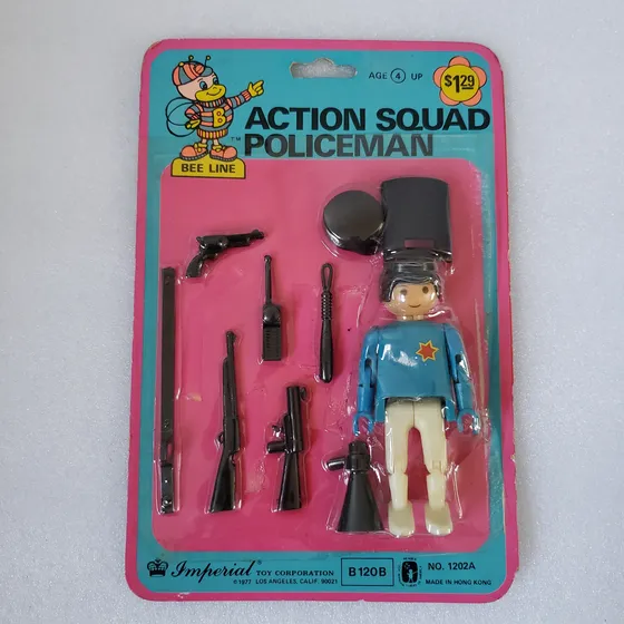 Figura Vintage Estilo Playmobil, Muñeco Policia, Hong Kong