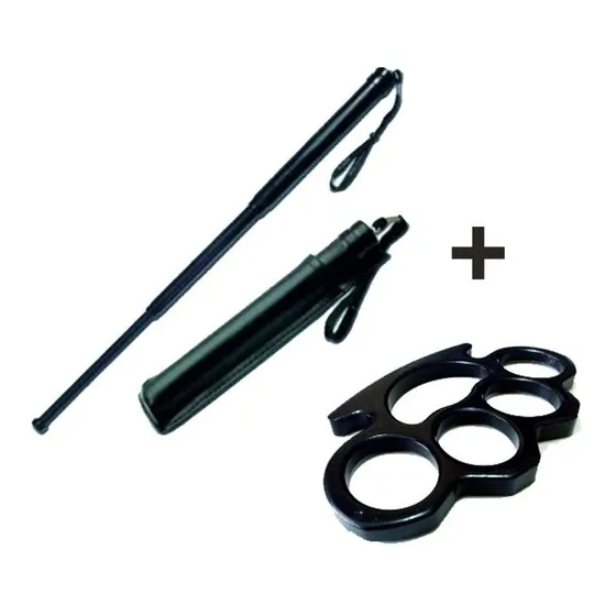 Tonfa,baston Extensible,cachiporra + Manopla Acero