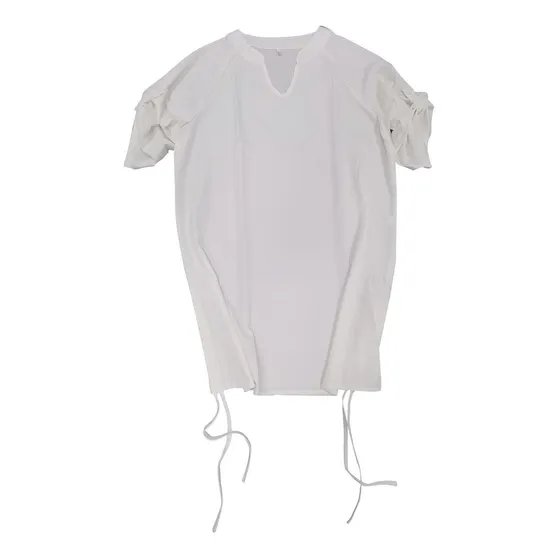 Tunica Verano Para Mujer Camiseta Larga Color Solido Cuello