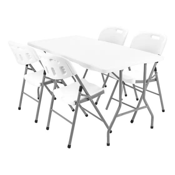Mesa Plegable Picnic 180cm De Jardin + 4 Sillas Plegables Paris Garden Life