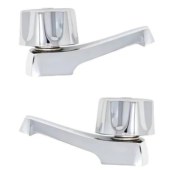Juego 2 Piezas Llave Individual Lavabo Baño Elegante Urrea Acabado Cromado Color Plateado
