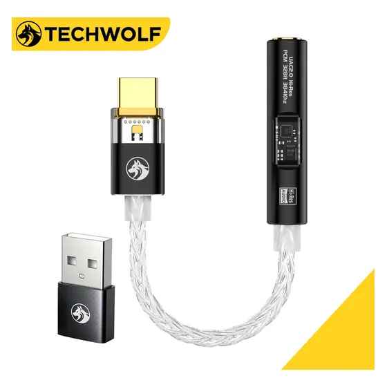 Adaptador Audio Usb C A Audifonos 3.5 Mm, Cable De Audio Tipo C A 3,5 Mm Techwolf Adaptador Amplificador Dac Portátil Usb-a Y Usb-c A 3.5mm Pcm 32 Bits 384khz