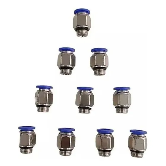 Conector Engate Rápido Tubo Pu 8mm X 1/4 Rosca Bsp - 10 Pçs