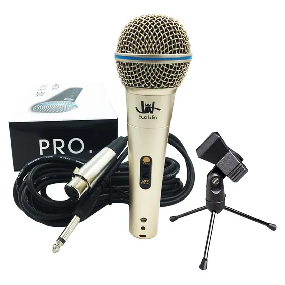 Microfone C/cabo P10 Dinâmico Cardioide Karaoke Profi Sm58