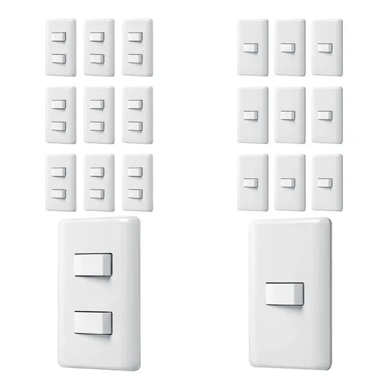 Kit De 10 Apagadores Dobles Y 10 Apagadores Sencillos Blanco