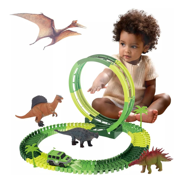 Pista Carrinho Dinossauro Looping Radical Som Luz 92 Peças Atentu Pista Carrinho Dinossauro Looping Radical Som Luz 92 Peças Atentu