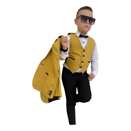 Traje Niño Tipo Smoking Saco Chaleco Y Pantalón