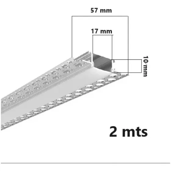 Perfil Aluminio Riel 2m Para Empotrar Cinta Led En Drywall