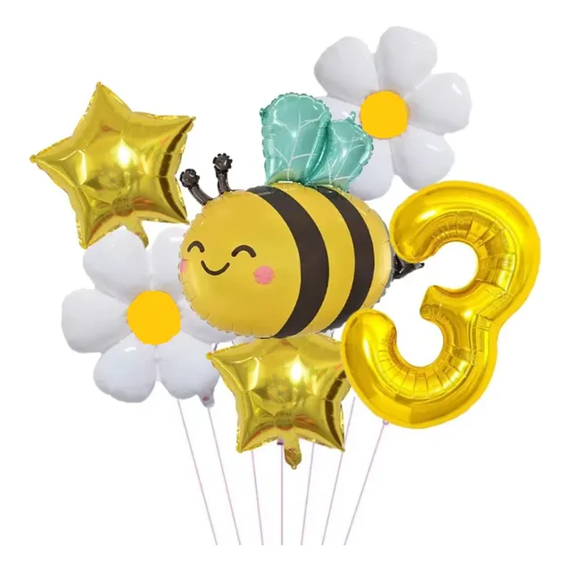 Globos De Margarita Con Abeja Y Numero Set Completo