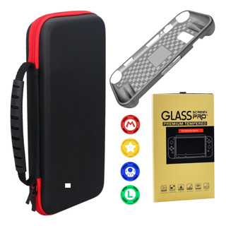 Case Switch + Película Vidro + 4 Grips + Capa Silicone Tpu Case Switch + Película Vidro + 4 Grips + Capa Silicone Tpu