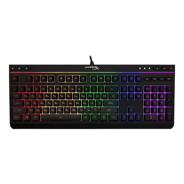 Teclado gamer HyperX Alloy QWERTY inglés US color negro con luz RGB