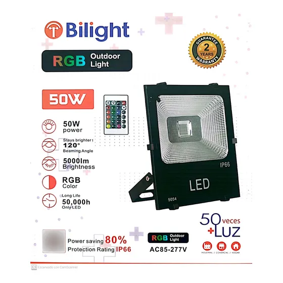 Reflector Led Rgb 50w Multicolor C/control Ip66 Bilight