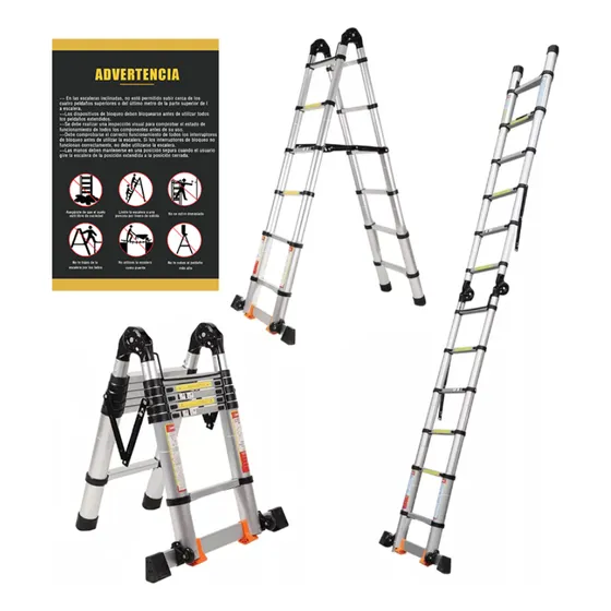5m Escalera Telescópica Aluminio Plegable Marco  Multiusos