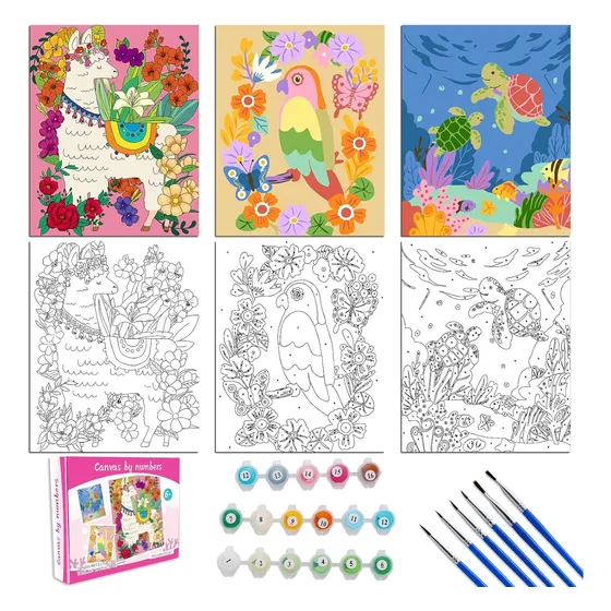 Kit De Pintura Por Números Para Niños, Lienzo Enmarcado