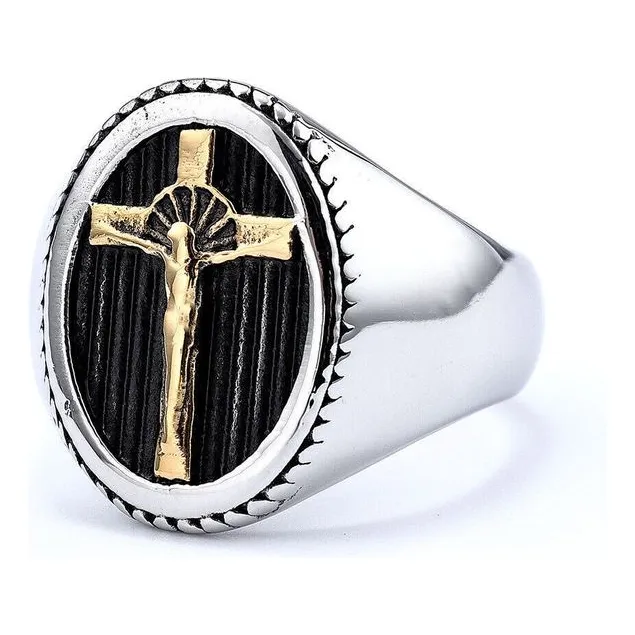 Anillo Cruz De Acero Inoxidable Para Caballero
